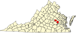 Map of Virginia highlighting Henrico County